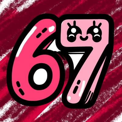 the numbers 67
