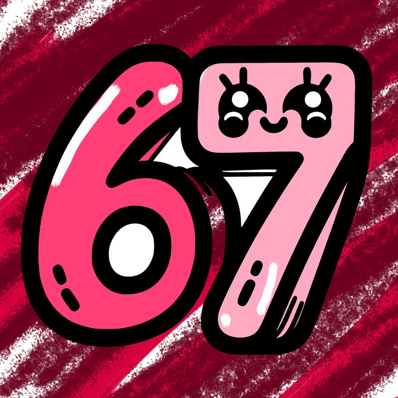 the numbers 67