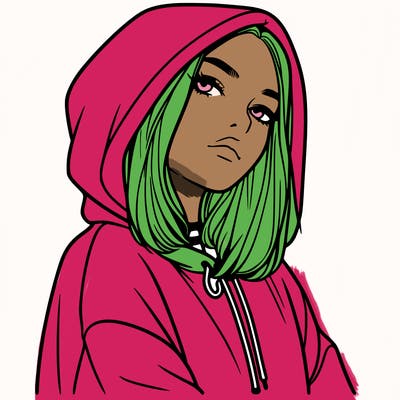 a realistic girl in a hoodie