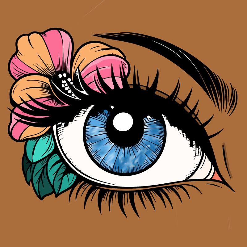 realistic eye with flower