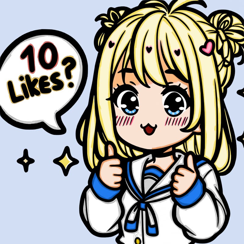 cute manga girl saying 10 likes?