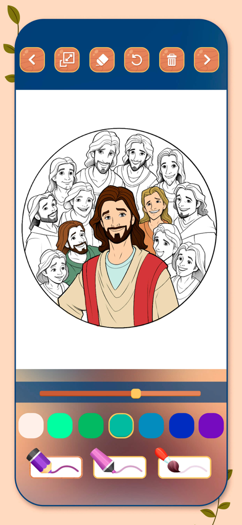 Bible Coloring Book Paint Game - Coloring page of Jesus and his followers in a Bible painting app