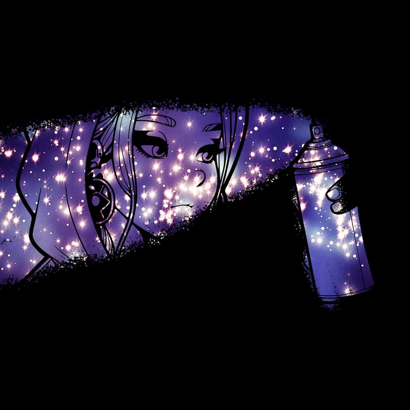 a realistic girl, spray painting