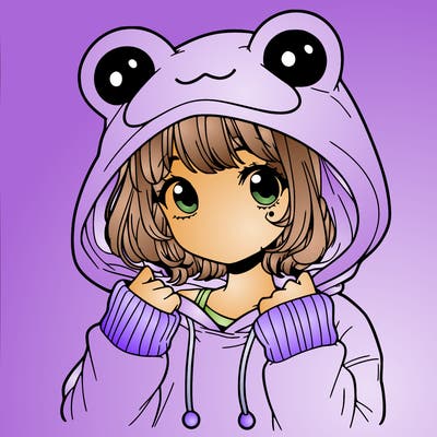 a cute teenage girl wearing a frog hoodie