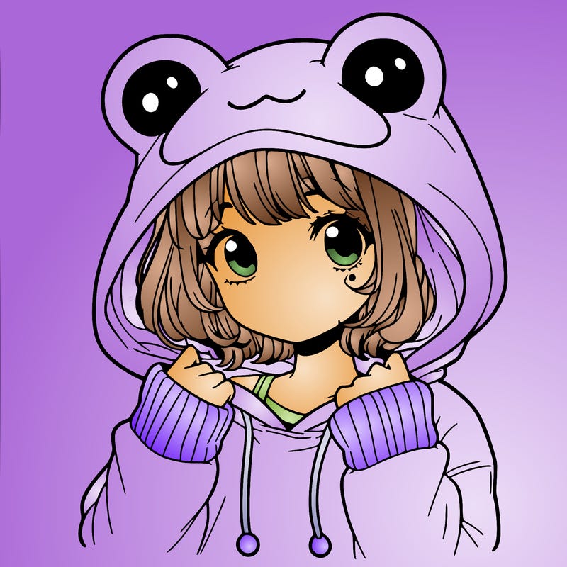 a cute teenage girl wearing a frog hoodie