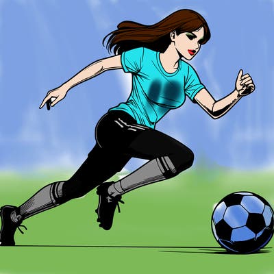 realistic woman playing soccer