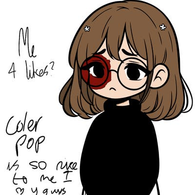 sad girl with glasses in a sweater