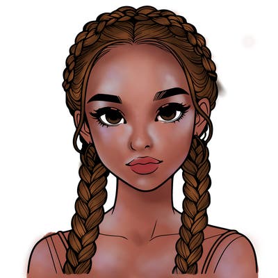 realistic girl with braids
