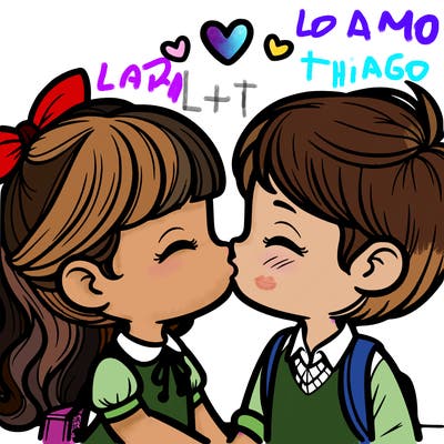 boy and girl kissing