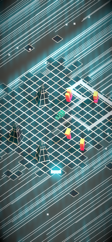 PAKO Forever - PAKO Foreverのゲームプレイ、ネオンワイヤーフレーム環境をナビゲートする緑色の車が表示される