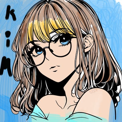 manga woman character with glasses and nice lips