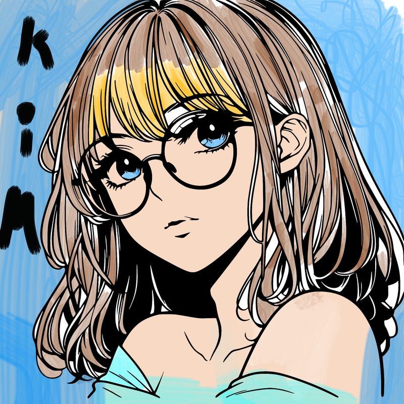 manga woman character with glasses and nice lips