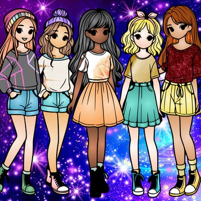 a group of five girls