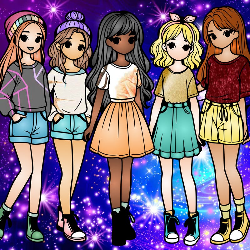 a group of five girls