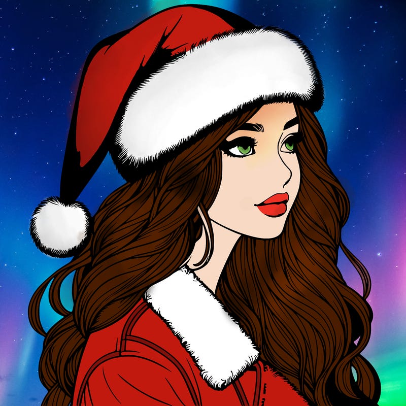 realistic girl in santa hat