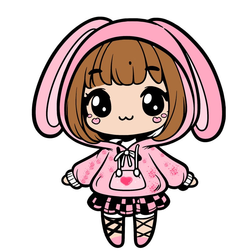 cute girl in bunny hoodie