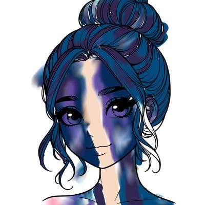 realistic pretty girl with hair in bun