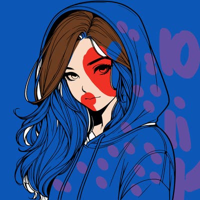 realistic adult girl with hoodie on