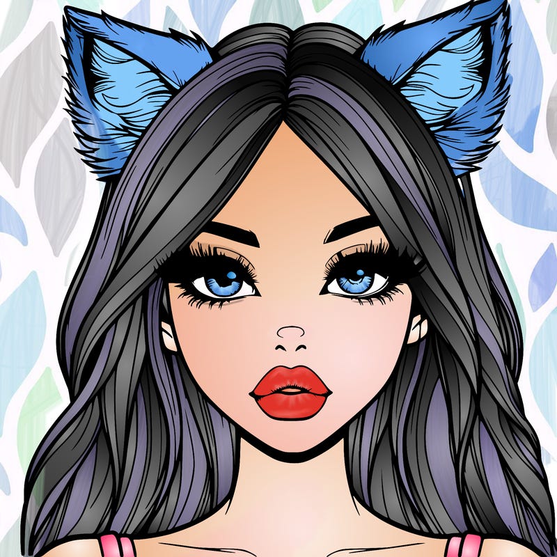 realistic girl with fox ears and realistic lips
