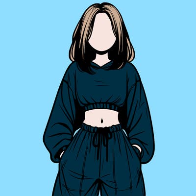 realistic girl faceless with baggy pants and a crop top