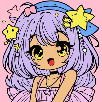 cute anime girl with star accessories