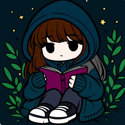 girl in oversized hoodie reading a book