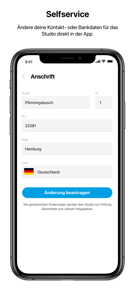 beneFit Fitness - Self-service screen in the beneFit Fitness app for updating user address information.