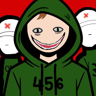 a person with non face waering a hoodie with a 456 symbol