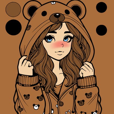 realistic girl in a animal pjs hoodie
