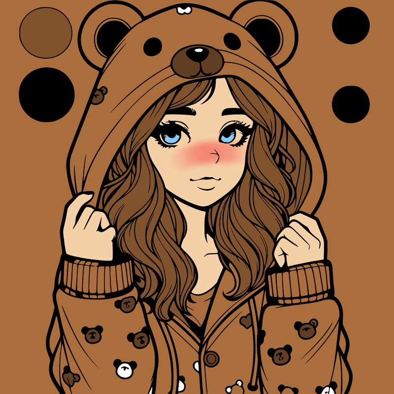 realistic girl in a animal pjs hoodie