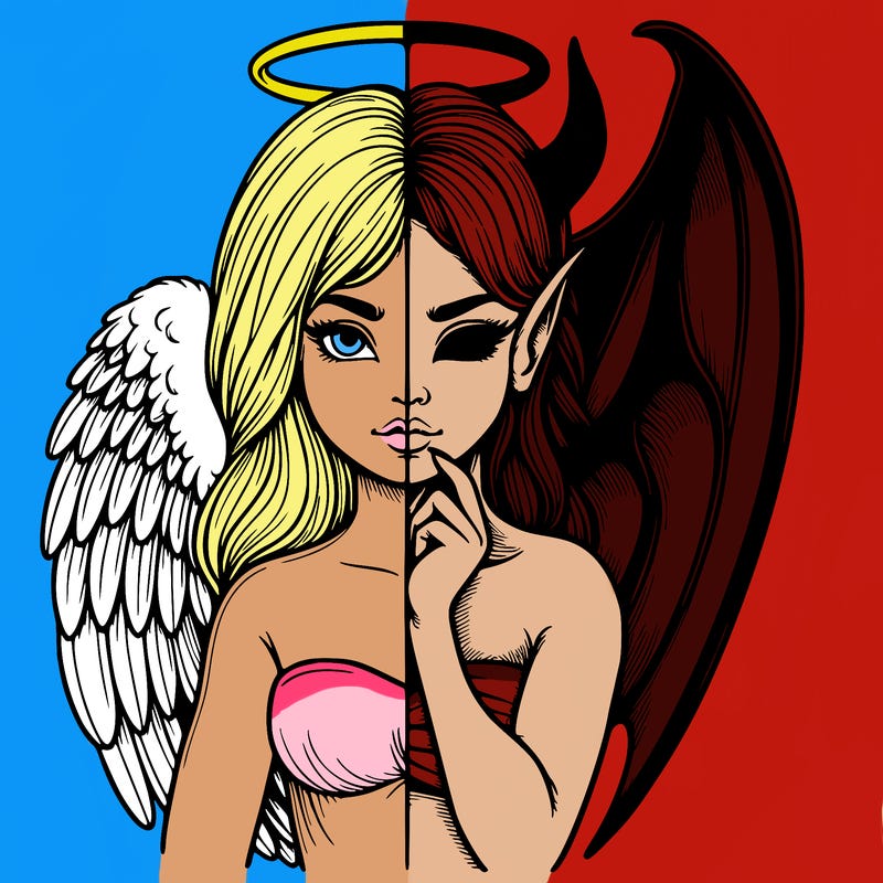 realistic angel half demon