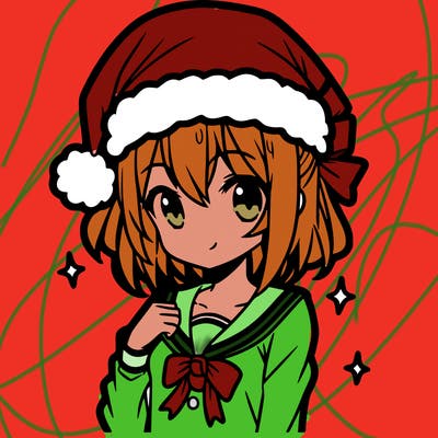 anime girl wearing a santa hat