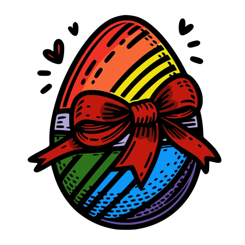 large chocolate egg with ribbon