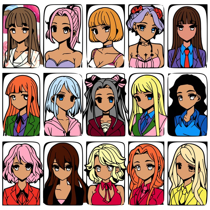 girls that look diffrent anime