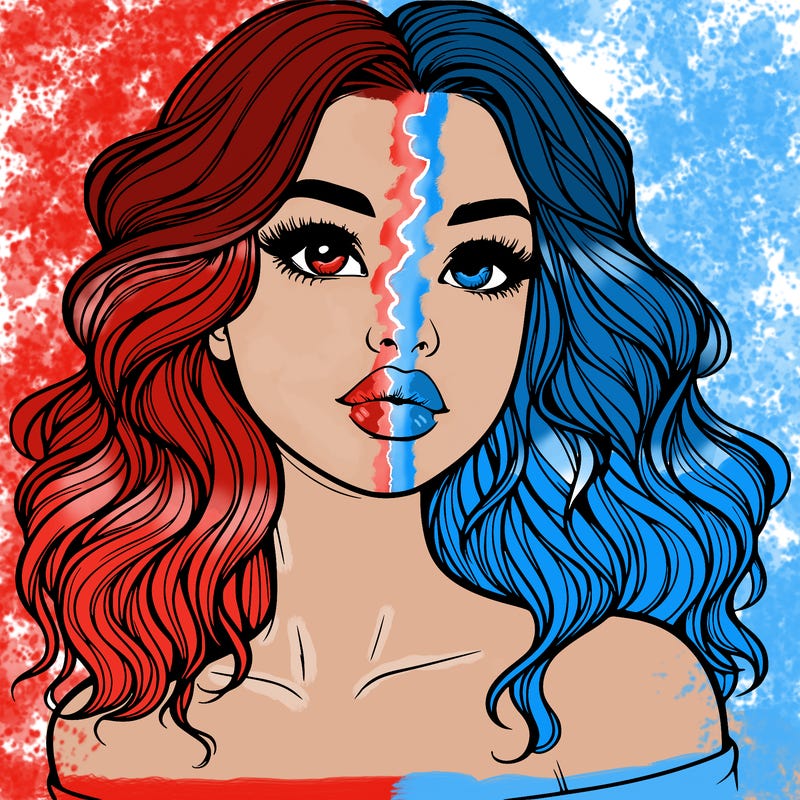 realistic girl with wavy hair and lips