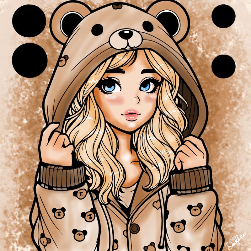 realistic girl in a animal pjs hoodie