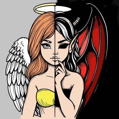 realistic angel half demon