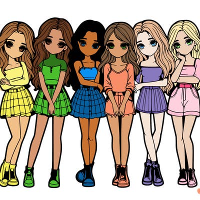 a group of girls realistic