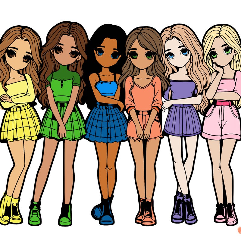 a group of girls realistic