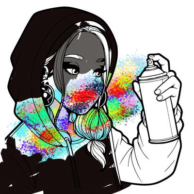 a realistic girl, spray painting