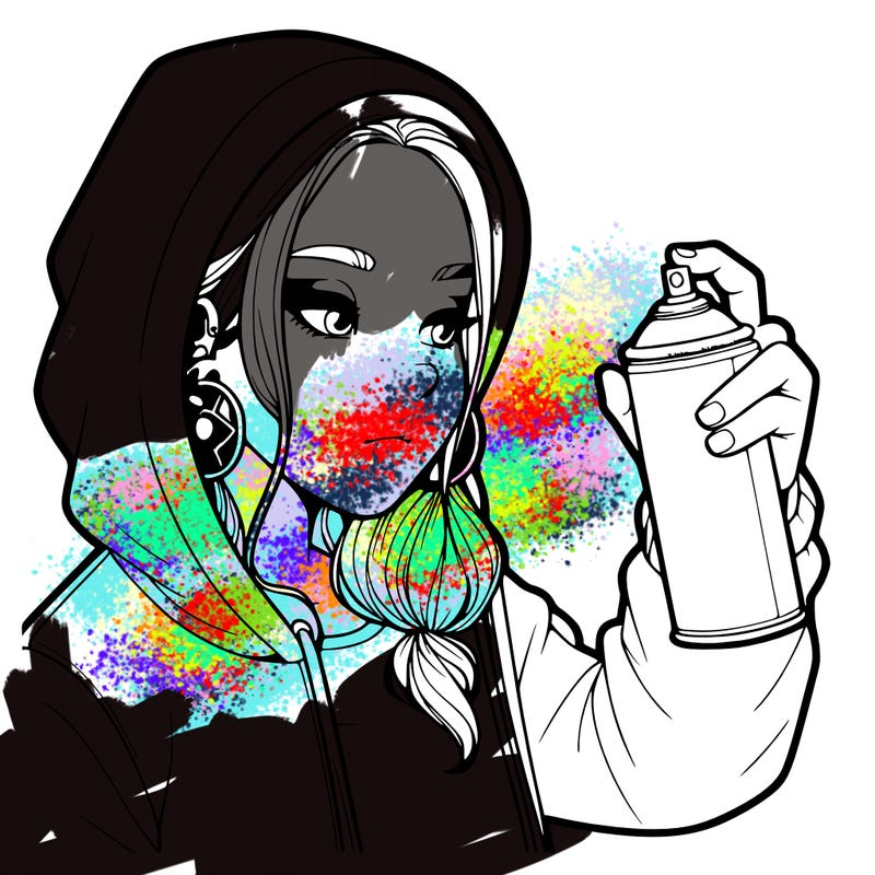 a realistic girl, spray painting