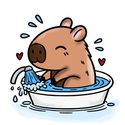 capybara taking a bath
