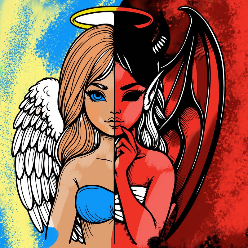 realistic angel half demon