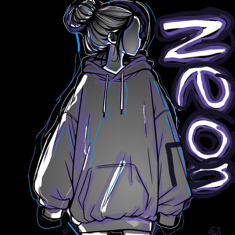 realistic girl with a oversized sweatshirt on and a bun