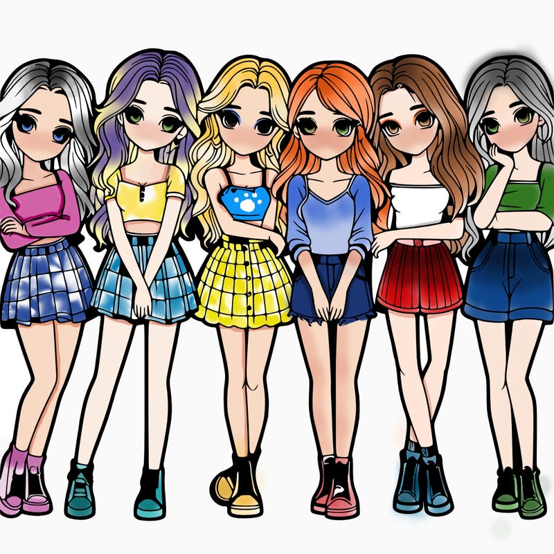 a group of girls realistic