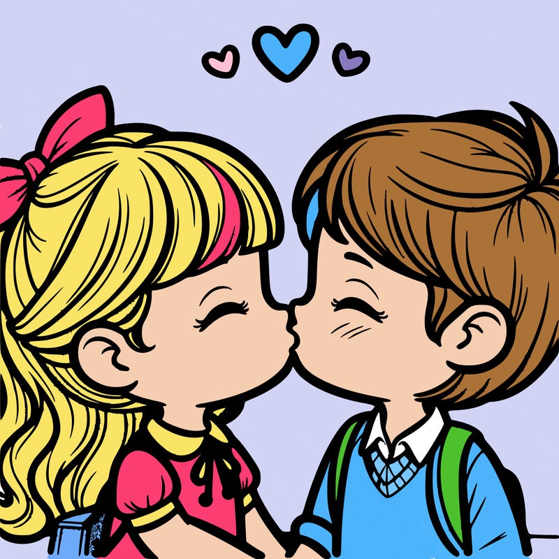 boy and girl kissing
