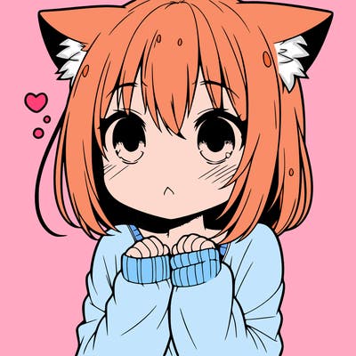 shy anime catgirl