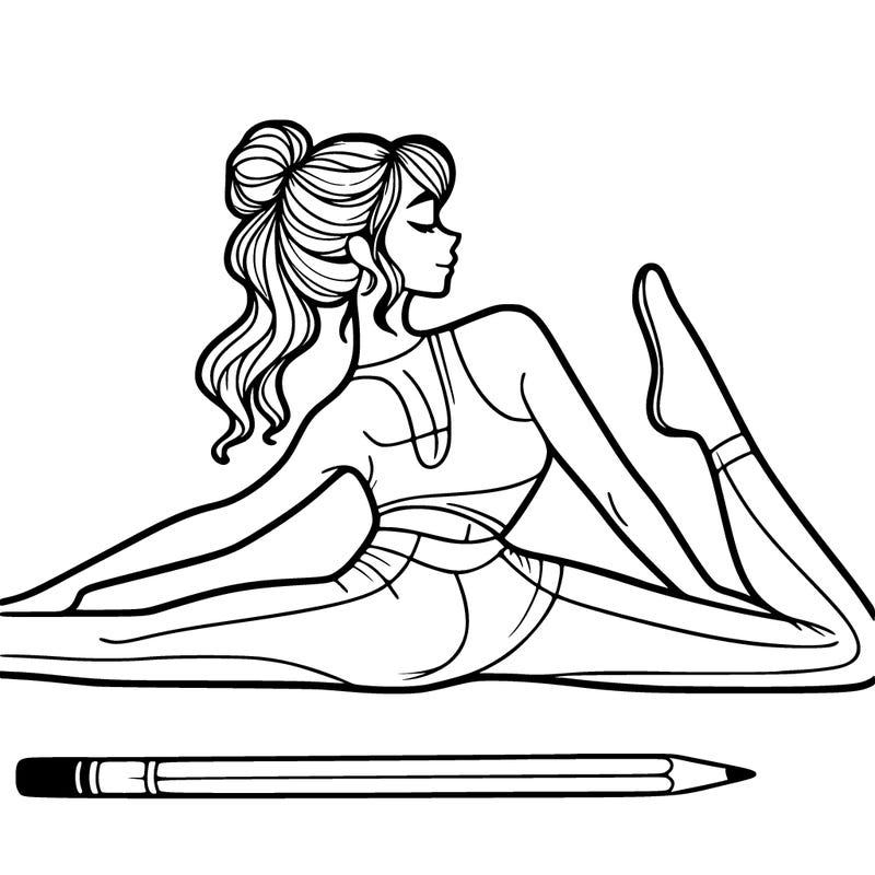 a realistic girl in yoga outfit doing splits