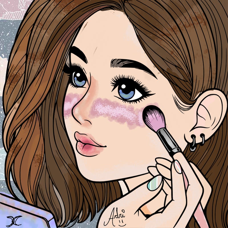 a realistic girl doing her makeup