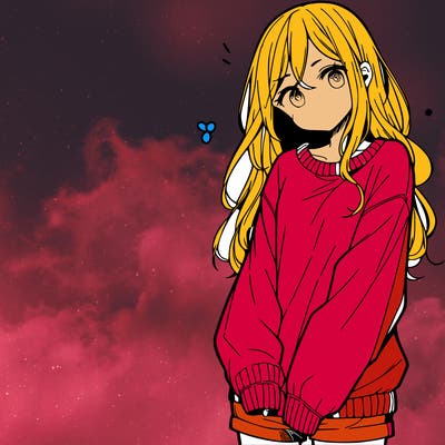 manga teen girl  in a sweater and baggy pants